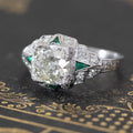 European Vintage Emerald Green Zircon Ring For Women Wedding Anniversary Jewelry view 2