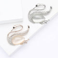 Alloy Rhinestone Cat Eye Swan Brooch Pin For Women's Apparel view 1