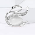 Alloy Rhinestone Cat Eye Swan Brooch Pin For Women's Apparel view 2