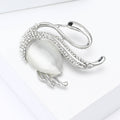 Alloy Rhinestone Cat Eye Swan Brooch Pin For Women's Apparel view 3
