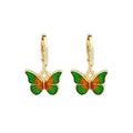 Korean French Enamel Oil Painting Style Tiny Colorful Butterfly Hoop Drop Earrings view 5