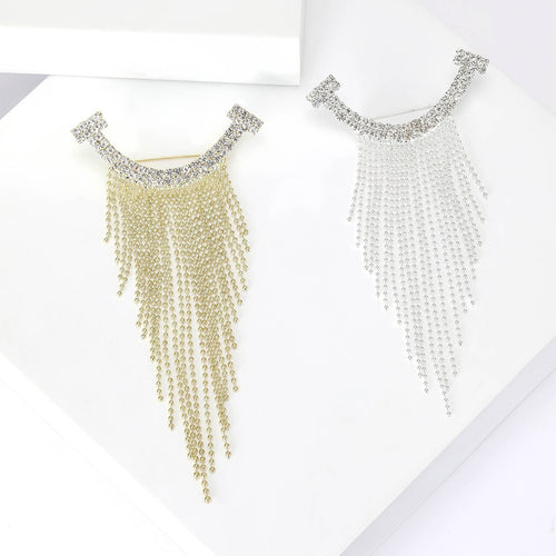 Alloy Rhinestone Tassel Brooch Pin For Women's Blazer Decoration