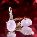 Pink Oval Earrings For Women Gold Teardrop Stud Earrings Sweet European American Jewelry view 2