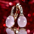Pink Oval Earrings For Women Gold Teardrop Stud Earrings Sweet European American Jewelry view 1