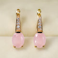 Pink Oval Earrings For Women Gold Teardrop Stud Earrings Sweet European American Jewelry view 4