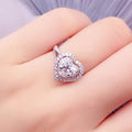 Luxury Micro Pave Heart Shaped Simulated Diamond Zircon Proposal Ring For Women view 2