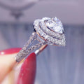 Luxury Micro Pave Heart Shaped Simulated Diamond Zircon Proposal Ring For Women view 3