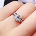 Oval Cubic Zirconia Eight Hearts Eight Arrows Ring, White Gold Plated Copper Wedding Jewelry view 2