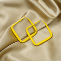 Bohemian Colorful Matte Painted Alloy Square Hoop Earrings For Women Statement Geometric Earrings view 3
