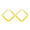 Bohemian Colorful Matte Painted Alloy Square Hoop Earrings For Women Statement Geometric Earrings view 5