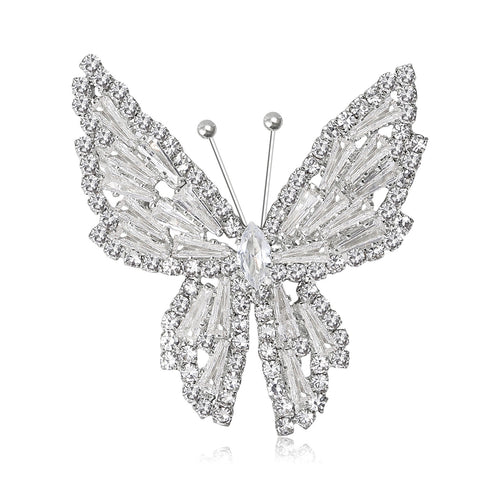 Alloy Rhinestone Butterfly Brooch Pin For Suits And Dresses