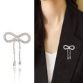 Alloy Rhinestone Bow Brooch With Tassels For Sweaters And Suits view 2