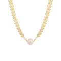 Korean Style Alloy Pearl Leaf Choker Necklace For Women, Simple Hip Hop Collarbone Jewelry view 5