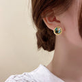 Korean Style Alloy Round Artificial Crystal Stud Earrings For Elegant OL Fashion view 1