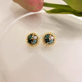 Korean Style Alloy Round Artificial Crystal Stud Earrings For Elegant OL Fashion view 2