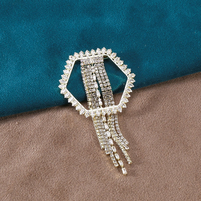 Alloy Geometric Long Tassel Brooch For Fashion Apparel Decoration
