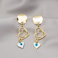 Vintage Evil Eye Alloy Enamel Drop Earrings With Hollow Geometric Heart Butterfly Charms Elegant Stud Earrings view 4