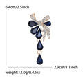 Alloy Crystal Teardrop Bow Brooch Pin With Rhinestone Tassel Decoration view 6