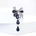 Alloy Crystal Teardrop Bow Brooch Pin With Rhinestone Tassel Decoration view 4