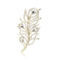 Alloy Pearl Rhinestone Feather Brooch Pin For Women's Apparel view 5