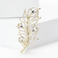 Alloy Pearl Rhinestone Feather Brooch Pin For Women's Apparel view 2