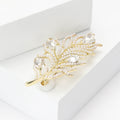 Alloy Pearl Rhinestone Feather Brooch Pin For Women's Apparel view 3