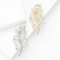 Alloy Pearl Rhinestone Feather Brooch Pin For Women's Apparel view 1