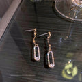 Korean Style Alloy Rhinestone Tassel Geometric Long Drop Earrings For Women view 3