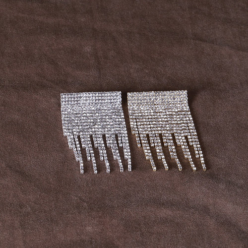 Alloy Rhinestone Long Tassel Brooch For Statement Lapel Decoration