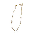 Korean Minimalist Gold Plated Alloy Freshwater Pearl Choker Necklace With Round Geometric Charm view 5