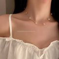 Korean Minimalist Gold Plated Alloy Freshwater Pearl Choker Necklace With Round Geometric Charm view 3