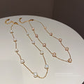 Korean Minimalist Gold Plated Alloy Freshwater Pearl Choker Necklace With Round Geometric Charm view 2
