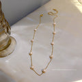 Korean Minimalist Gold Plated Alloy Freshwater Pearl Choker Necklace With Round Geometric Charm view 4