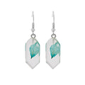 Elegant Transparent Resin Diamond-Shaped Dried Leaf Botanical Women's Dangle Drop Earrings view 5