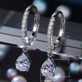 Korean Pear Shape Water Drop Zircon Earrings For Women, Copper Platinum Plated Short Elegant Jewelry view 5