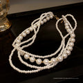 Korean Fashion OL Multi Layer Pearl Necklace Geometric Square Choker Statement Jewelry For Women view 4