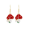 Cute Red Enamel Mushroom Drop Earrings Gold Plated Alloy Cartoon Summer Fresh Women's Earrings view 5