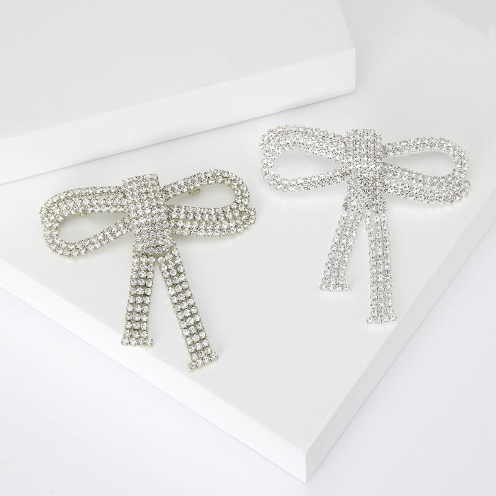 Full Rhinestone Alloy Bow Brooch For Elegant Garment Decoration