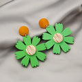 Sweet Colorful Daisy Flower Acrylic Wood Drop Studs Vacation Style Statement Earrings view 2