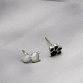 Cute Asymmetric Mini Cat And Black Enamel Paw Studs Elegant Alloy Cartoon Fresh Jewelry Earrings view 2