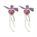 Alloy Crystal Heart Bow Tassel Drop Earrings With Silver Pins, Fashion OL Statement Jewelry view 5