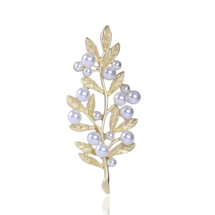 Alloy Pearl Leaf Brooch For Women's Suits Coats And Apparel