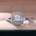 Trendy Square Cubic Zirconia Ring For Women, Sparkling Engagement Proposal Jewelry view 5