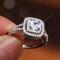 Trendy Square Cubic Zirconia Ring For Women, Sparkling Engagement Proposal Jewelry view 3