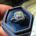 Trendy Square Cubic Zirconia Ring For Women, Sparkling Engagement Proposal Jewelry view 1