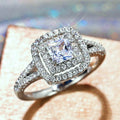 Trendy Square Cubic Zirconia Ring For Women, Sparkling Engagement Proposal Jewelry view 4