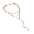Light Luxury Alloy Multilayer Y Necklace With Rhinestone Pearl Geometric Letter Pendant view 5