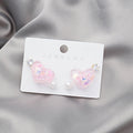 Sweet Candy Color Strawberry Peach Star Heart Acrylic Pearl Rhinestone Stud Set For Women Earrings view 4