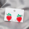 Sweet Candy Color Strawberry Peach Star Heart Acrylic Pearl Rhinestone Stud Set For Women Earrings view 2