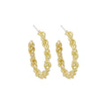 Elegant C-Shaped Twisted Rope Gold Alloy Hoop Stud Earrings For Women Minimalist Fashion Earrings view 5
